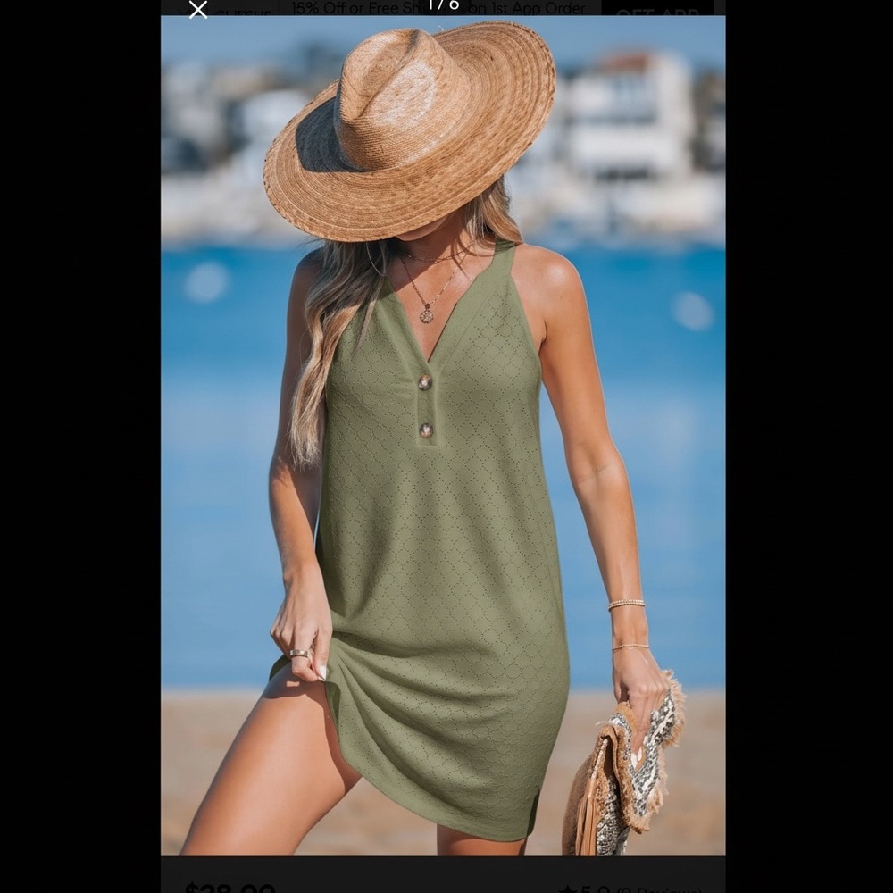 Cupshe Notched Neck Cover-Up Mini Dress